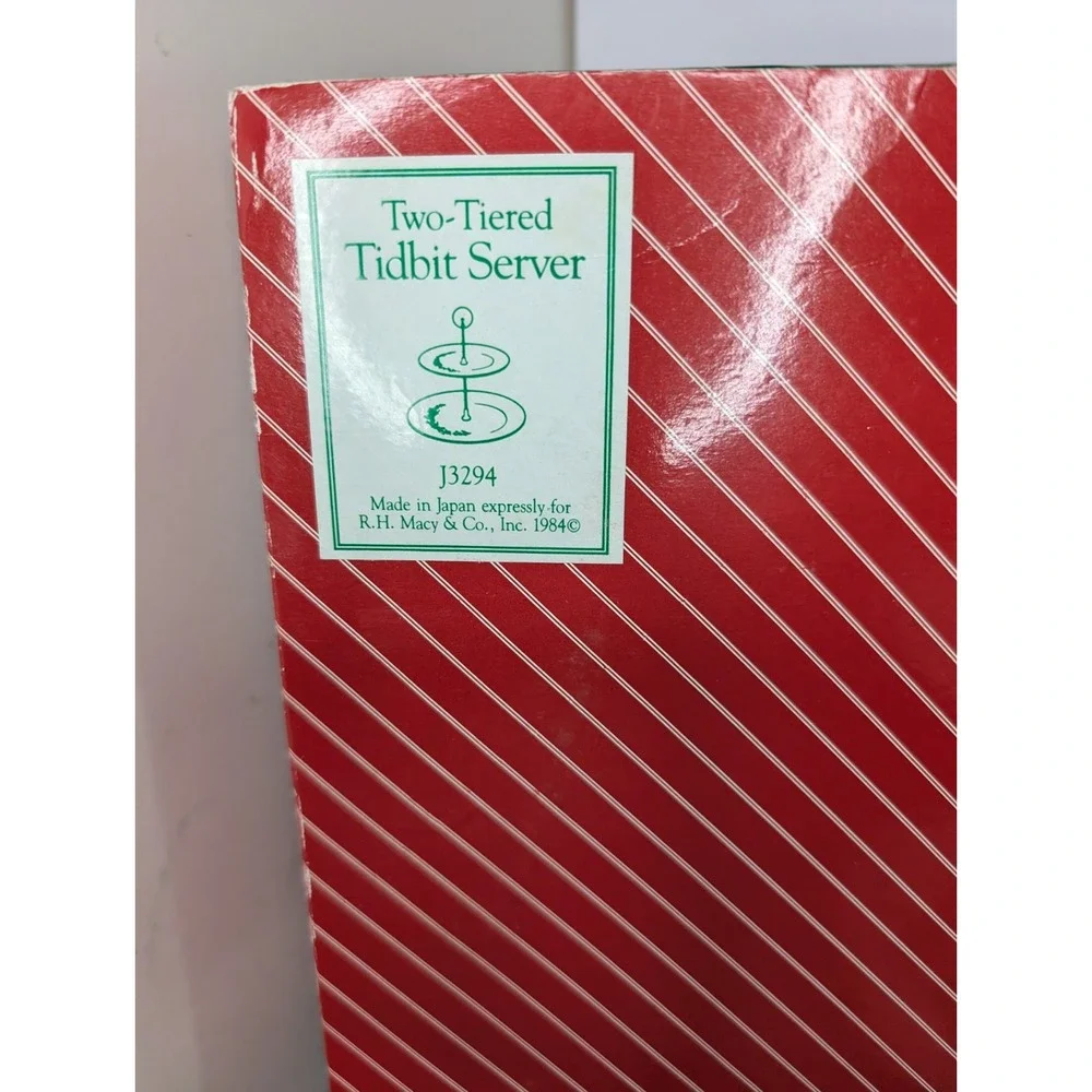Vintage 1984 Holly Two Tier Tidbit Server Macy's With Box‎ Made in Japan